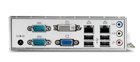 Intel<sup>®</sup> Atom™ N455 Mini-ITX with 
CRT/DVI/LVDS, 6 COM, and Dual LAN